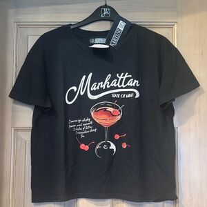 Manhattan Graphic Black Crop Top
